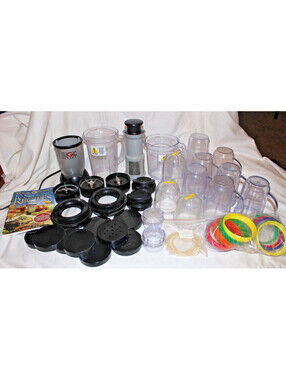 Magic Bullet MB1001 Blender TESTED WORKING 48 Pc Lot Cups Blades Juicer Lids